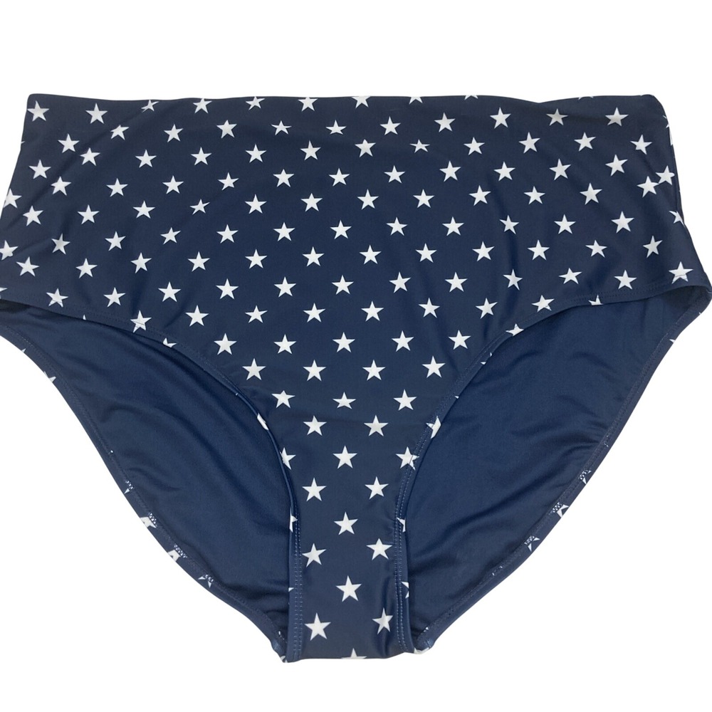 Old Navy Women 3X Blue with White Stars Bikini Bottom Classic High Rise